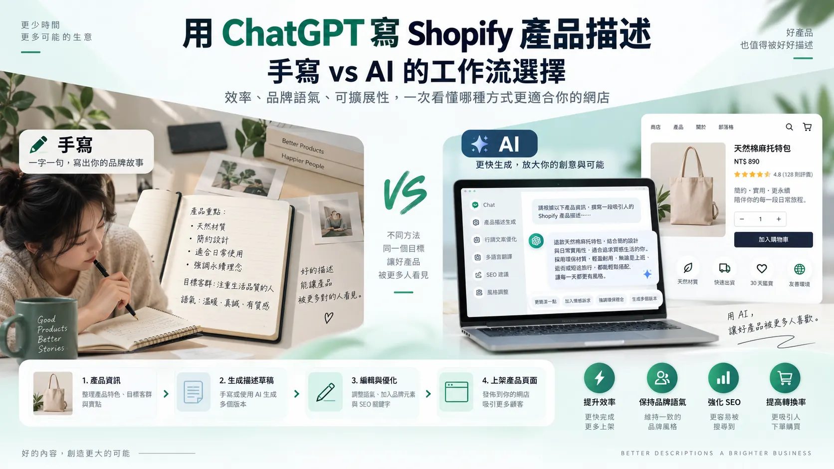 用 ChatGPT 寫 Shopify 產品描述：手寫 vs AI 的工作流選擇