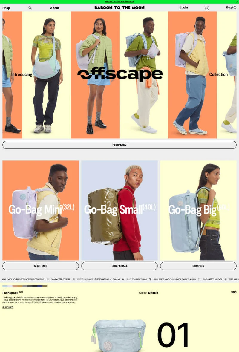 Shopify 官方展示的服飾品牌網店，呈現鮮明品牌設計與商品系列